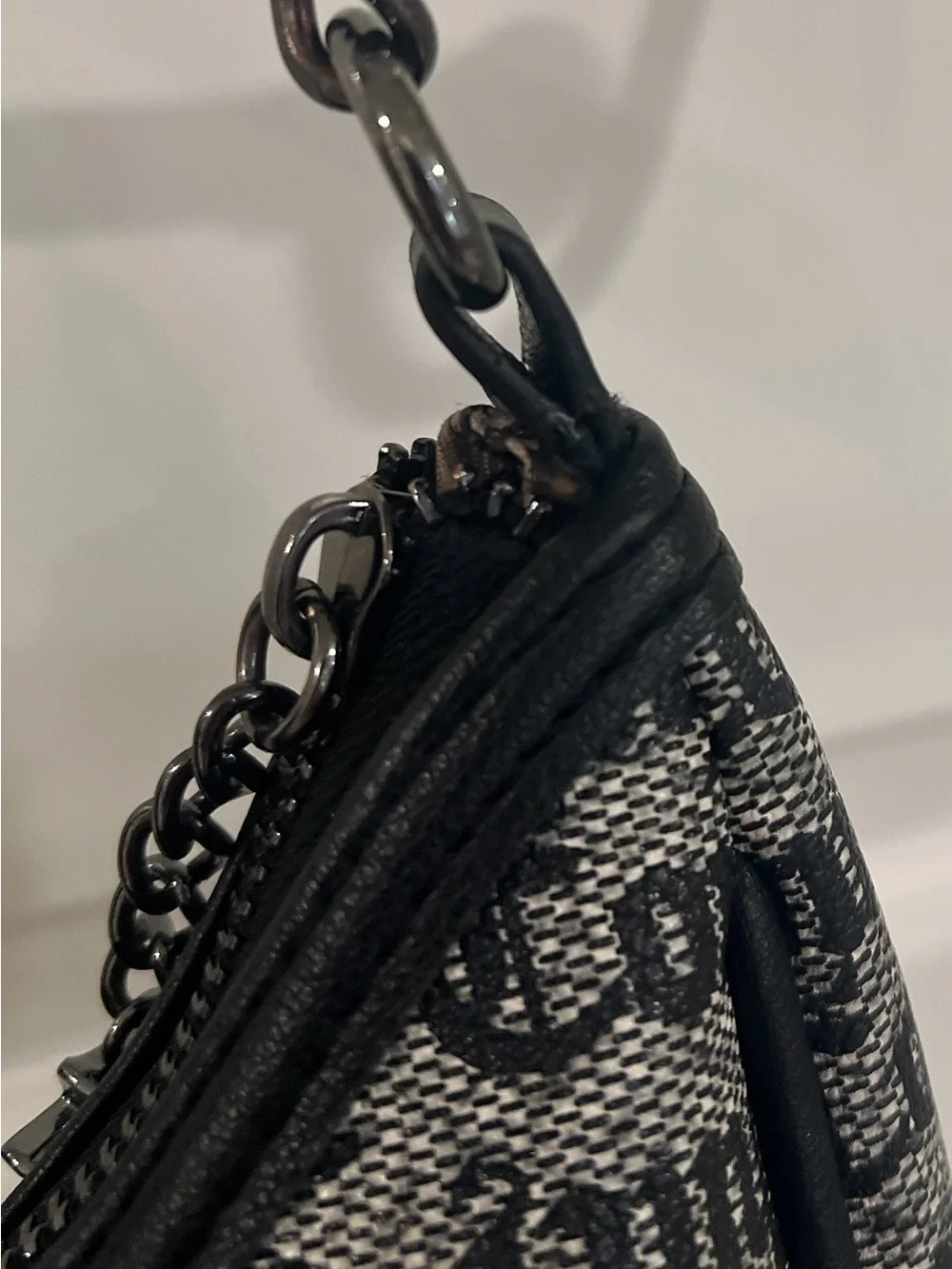 Juicy Couture Black Logo Jacquard Shoulder Bag with Detachable Pouch